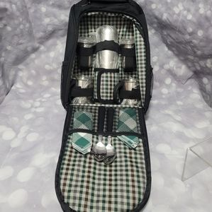 Picnic Portable Coffee Bar Backpack W Insulated Thermos Cups Napkins Spoons